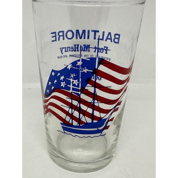 VTG Baltimore Fort McHenry & USS Constellation Souvenir Glass Tumbler Navy Ship - Picture 2 of 6